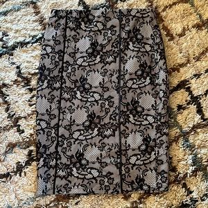 Black lace detailed pencil skirt with elastic waist size large